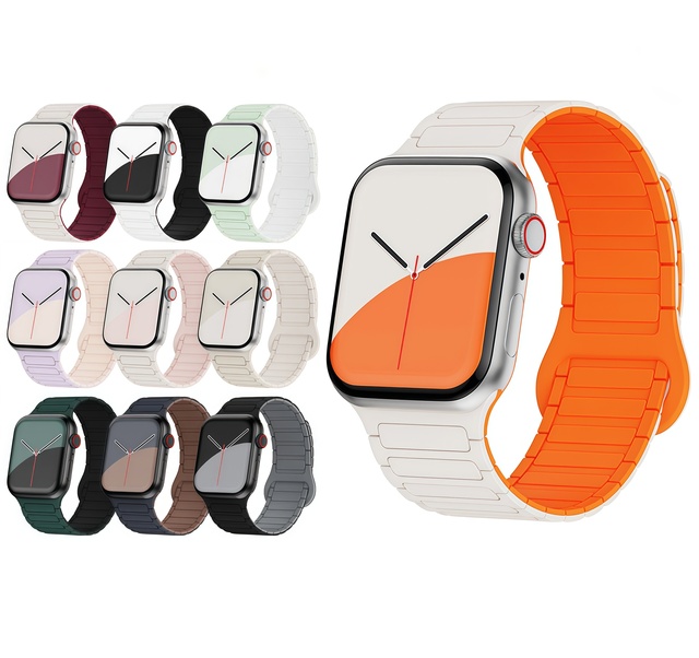 Magnetic Silicone Replacement Smart Watch Strap for Iwatch Series10 9 8 7 6 5 4 Ultra Sport Band for Apple Watch 49MM 45MM 44MM