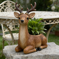 Pot de fleurs réaliste en résine en forme de cerf - Pot décoratif en forme de faon pour jardin extérieur, support fantaisie pour plantes succulentes pour patio, cour