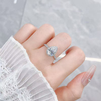 Anello di Fidanzamento di Lusso a 5 Punte con Diamante Coltivato in Laboratorio, in Platino Pt950, per Donne