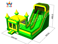 Château gonflable coloré combiné avec toboggan sec, directement de l'usine, facile à installer, idéal pour les locations événementielles