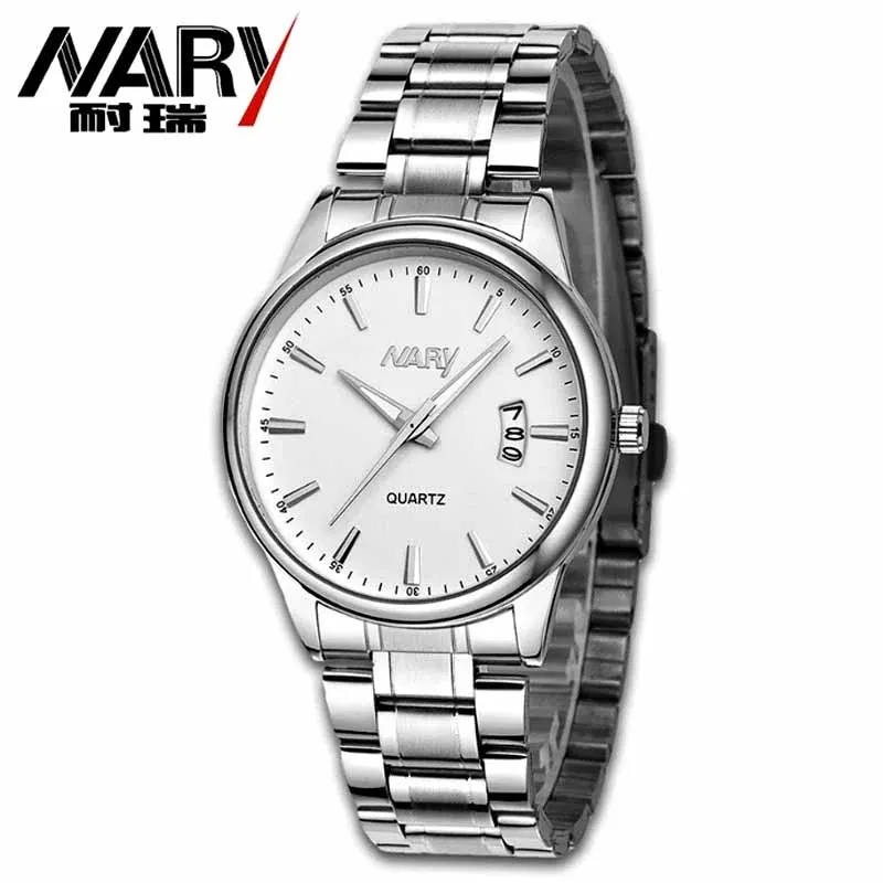 NARY 6115 wholesale men quartz watch 2022 steel Strap Luminous date display Simple Leisure wristwatch