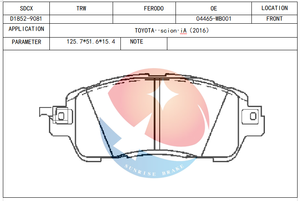 SDCX D320-7220 / D574-7454 / GDB977 / FDB633 / D3035M plaquette de frein pour FORTA FZ6430 / MAZDA B2000 / B2200 / B2600 - Product Image 3