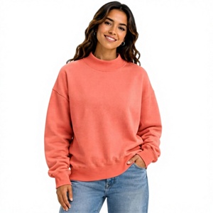 Fabricant OEM/ODM – Pull en maille à col montant 260 GSM de haute qualité, tailles et couleurs personnalisées pour femmes - Product Image 1