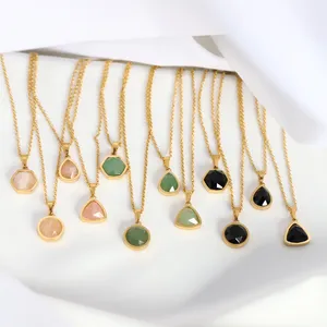 MICCI – collier pendentif en pierre naturelle pour femmes, vente en gros, bijoux en acier inoxydable plaqué or 18K, étanche, PVD