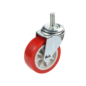 Swivel <b>Caster</b> 3 Inch Polyurethane <b>Wheel</b> Steel Threaded Stem Industrial Furniture Use Durable Plain Bearing - Product Image 4