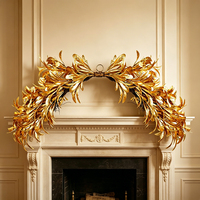 Guirlande de feuilles d'or artificielles en plastique, feuillage doré métallique pour porte d'entrée, cheminée et décoration de maison pour Thanksgiving/mariage