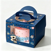 Emballage pour desserts, boîte à pâtisserie, boîte à gâteau d'anniversaire avec impression de logo personnalisé, fenêtre transparente en PET, poignée portable, emballage cadeau pour les fêtes