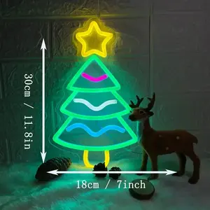 Letreros de Neón LED con Forma de Árbol de Navidad que te Saludan con un Ambiente Festivo, Regalos de Fiesta Atenuables para Niños y Familiares - Product Image 2