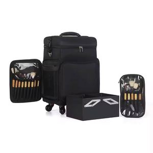 Échantillon Gratuit - Valise de Maquillage Professionnelle Classique Noire à Roulettes pour Voyage et Train - Trolley de Beauté - Product Image 6