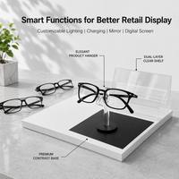 Présentoir à lunettes en acrylique noir et blanc contrastant, support haut pour lunettes, étagère arrière transparente à double couche, présentoir de comptoir