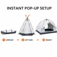 Tente de camping instantanée double couche Oxford pour 3-4 personnes, imperméable, résistante aux UV, avec des pièces modulaires connectables