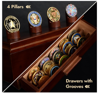 Boîte de présentation personnalisée pour pièces de monnaie, support de collection avec tiroirs en bois et couvercle en acrylique, idéal pour les cadeaux