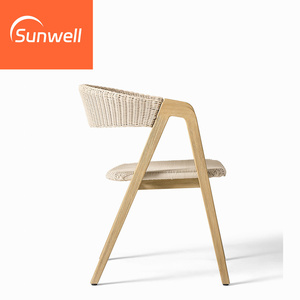 Meubles de salle à manger en plein air en bois haut de gamme de luxe chaises en osier de rotin de jardin en bois de teck pour café - Product Image 4