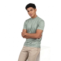 Livraison rapide T-shirt décontracté pour homme en coton soyeux, couleur unie, version classique, col rond, manches courtes, très vendu en Europe