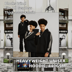 Sweat-shirts unisexes à capuche en coton épais de 440 g/m², coupe française, imprimés avec un logo, poids lourd, tissés, pour l'automne - Product Image 1