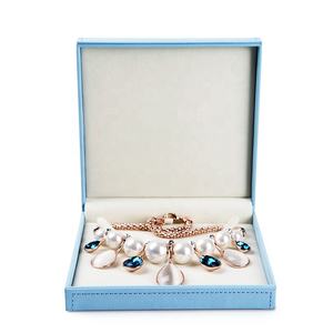 FANXI 럭셔리 사용자 정의 블루 가죽 귀걸이 보석 상자 선물 패키지 케이스 보석 포장 상자 - Product Image 5