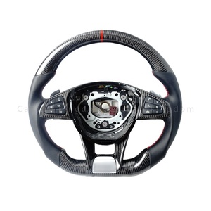 Volant en cuir et fibre de carbone compatible avec <span class=keywords><strong>Mercedes</strong></span>-Benz AMG Classe C W204 C63 W212 W218 W205 W207 W172 SLK W222 C180 C63 GT S - Product Image 3