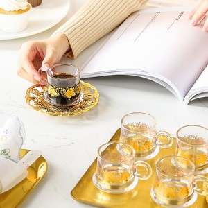 Juego de Té y Taza de Café de Vidrio Etiopio con Decoración Dorada Electroplacada, Nuevo, en Caja de Regalo, Modelo 2026 - Product Image 5