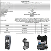 AE86061 Water Quality Tester Meter Detector Dissolved Oxygen Temp PH Nitrite Ammonia Nitrogen Analyzer for Fish Farm&Wastewater