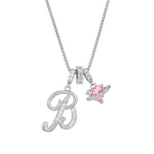 Collana con lettere iniziali con cuore rosa scintillante <span class=keywords><strong>e</strong></span> zircone con collana alfabeto con ciondolo donna gioielli d'amore - Product Image 6