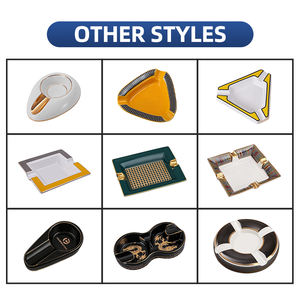 ที่เขี่ยบุหรี่เซรามิกทรงสามเหลี่ยมแบบพกพาสีเหลือง3ช่องกล่องของขวัญดีไซน์ไร้ควัน - Product Image 4