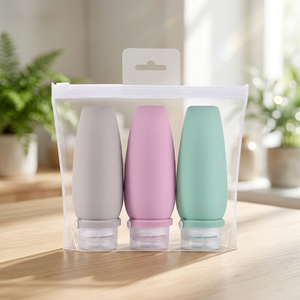 Ensemble de 3 flacons de voyage en silicone premium, intelligents, durables et étanches, conformes aux normes TSA. - Product Image 1