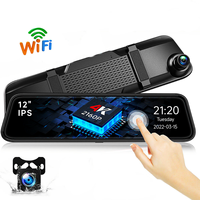 Cámara de Coche con Grabación 4K+1080P de 12 Pulgadas, Espejo Retrovisor con Cámara Delantera y Trasera 4K, Doble Lente, Wifi, GPS, Monitor de Estacionamiento