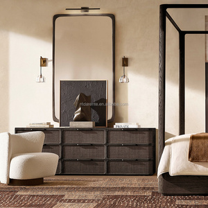 Cómoda Triple Premium Japandi de Roble Blanco Macizo con 9 Cajones y Ratán, Diseño Simétrico 3x3 para Dormitorio Principal, Perfil Curvo Arquitectónico Artesanal - Product Image 6