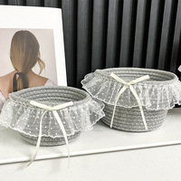 Style français léger luxe coton corde panier de rangement Ins Style Premium sens boîte de rangement de bureau pour vêtements cheveux accessoires