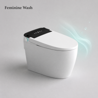 WC intelligent Fall Hung en céramique allongé, à poser au sol, avec chasse d'eau cyclonique, siège chauffant, séchage à l'air, siphon en P inclus, garantie de 3 ans