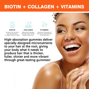 Private Label Biotin <b>Collagen</b> Hair Gummies with Biotin Hyaluronic Acid Beauty Skin Hair Nails Support Provides Intense - Product Image 4