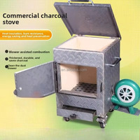 Fourneau à charbon commercial avec ventilateur, four à allumage de charbon mobile pour restaurant de barbecue