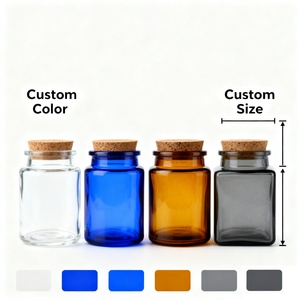 100ml 200 ml 8oz Customizable Logo Printed Small Green Home Storage Container Empty Amber Glass Candle <b>Jars</b> <b>With</b> <b>Cork</b> <b>Lid</b> - Product Image 5
