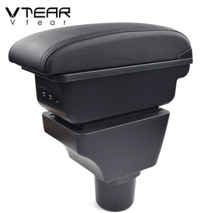 Vtear Bracciolo Anteriore per Auto in ABS e Pelle PU con Caricatore USB, Portabicchieri e Vano Portaoggetti Centrale, Accessori Interni per Ford <span class=keywords><strong>Figo</strong></span> 2018 - Product Image 3