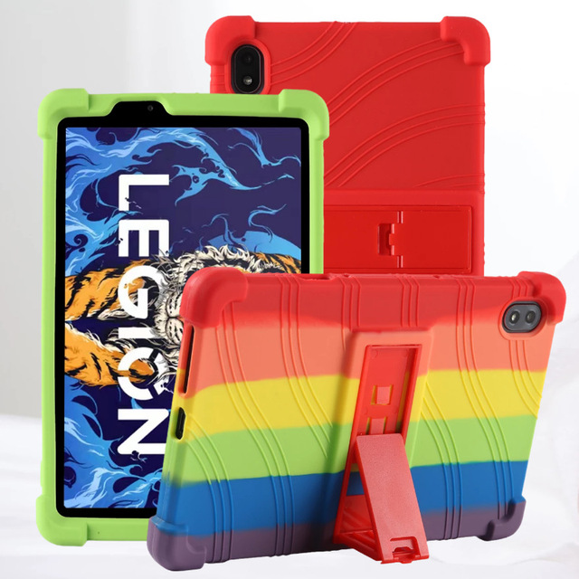 Kickstand Red Blue Rainbow Soft Silicone 4 Corner Protective Tablet Case for Lenovo Legion Y700 8.8 Inch TB-9707