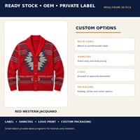 Cardigan pour homme en maille jacquard géométrique aztèque occidental, col châle, boutonné, chaud, avec poches, vente en gros OEM