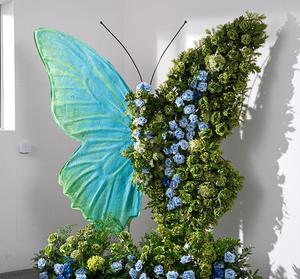 Color púrpura y rosa con <span class=keywords><strong>EVA</strong></span> y mariposa gigante de flores artificiales para decoración de bodas, juegos de ventanas de pared de fondo - Product Image 4