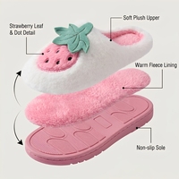 Chaussons doux et chauds en peluche pour femmes, motif fraise mignon, pour l'intérieur, conformes REACH, MOQ 500, directement de l'usine
