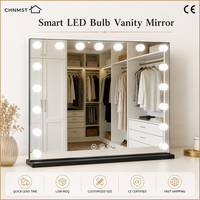 Großhandel Smart LED-Glühbirnen-Schminkspiegel, dimmbarer Tisch-Kosmetikspiegel mit 3 Farblichtmodi für Schönheitssalons und Hotels