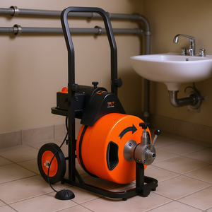 Machine de nettoyage de canalisations YEVOR, 100 pieds, vis de 1/2 pouce, alimentation automatique, pour tuyaux de 1 à 4 pouces - Product Image 2