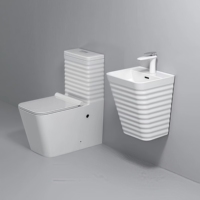 WC monobloc moderne en céramique, à poser au sol, avec double chasse à gravité, ensemble de sanitaires pour salle de bain