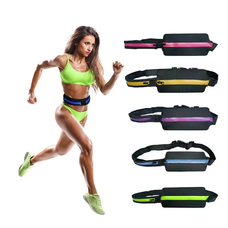 Đai Chạy Đai Thắt Lưng Mỏng Với 2 Túi Có Thể Mở Rộng-Đai Chạy Chống Mồ Hôi Đai Fanny Pack Túi Điện Thoại Di Động