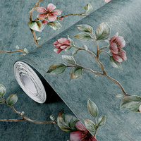 Papier peint à motif floral rural américain chambre à coucher salon salle à manger fond de mur papier peint autocollant