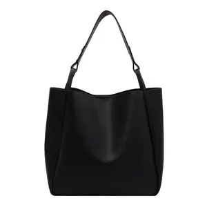 Nouveau sac femme version coréenne vent paresseux ins sac à provisions pratique à une épaule sac d'école en cuir souple à texte simple