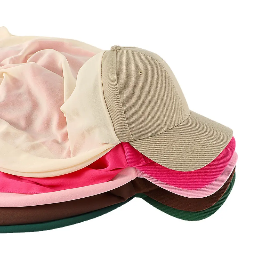 Zipeiwin 2022 Nieuwste 18 Kleuren Baseball Caps Met Hijab Hoofddoek Sport Hijab Caps Bubble Chiffon Sjaal