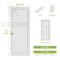 Porte Shaker en bois massif pré-montée, design moderne, apprêt blanc, pour intérieur de maison, entrepôt USA