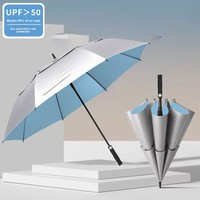 Parapluie de golf semi-automatique à long manche de 40 pouces, en titane argenté, double couche, protection solaire UV, cadeau d'affaires promotionnel 8