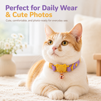 Collier pour chat en gros, mignon, léger, confortable, en PVC, réglable, couleur macaron, avec boucle tête de chat et clochette pour usage quotidien