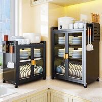 Meuble de rangement de cuisine moderne en acier inoxydable grande capacité, étagère de rangement multi-niveaux pour vaisselle, type sur pied - Prix de gros