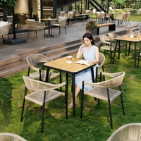 Chaises et canapés d'extérieur multifonctionnels en métal de style pastoral, approuvés par les influenceurs, pour cafés, restaurants occidentaux, et ensembles de thé au lait de style hôtelier